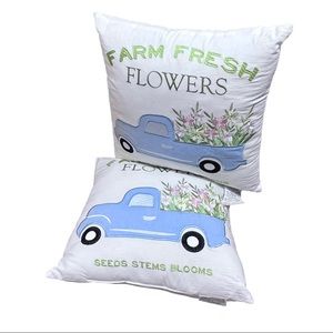 2 Farm Fresh Flowers Vintage Truck Couch Throw Pillows